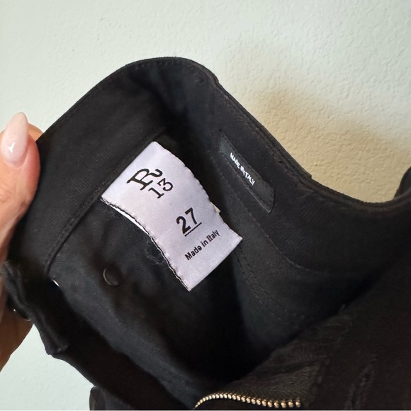 R13 Black denim leather pants, 27 - Picture 8 of 10